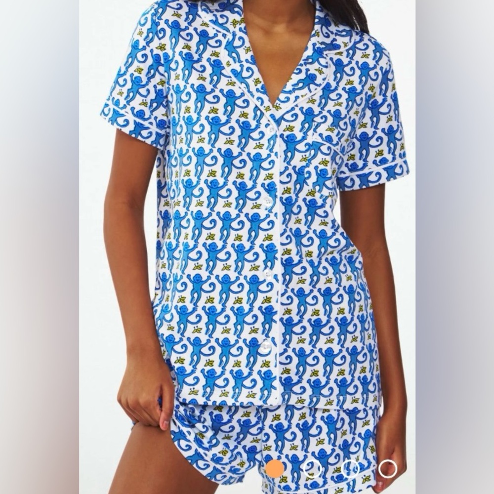 Roller Rabbit Blue and White Monkey Polo Pajama Set size XL NWT